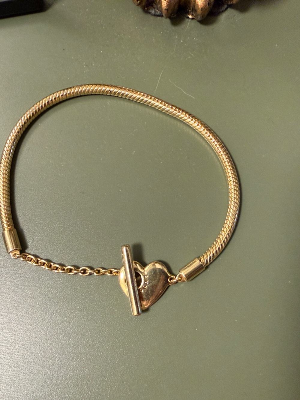 Gold Toggle Heart Bracelet